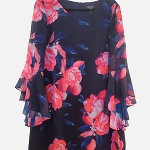 Nine West Floral Bell Sleeve Dress Size 12